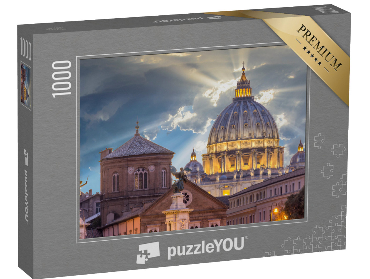 puzzle 1000 dílků „Západ slunce nad bazilikou svatého Petra, Vatikán, Řím“