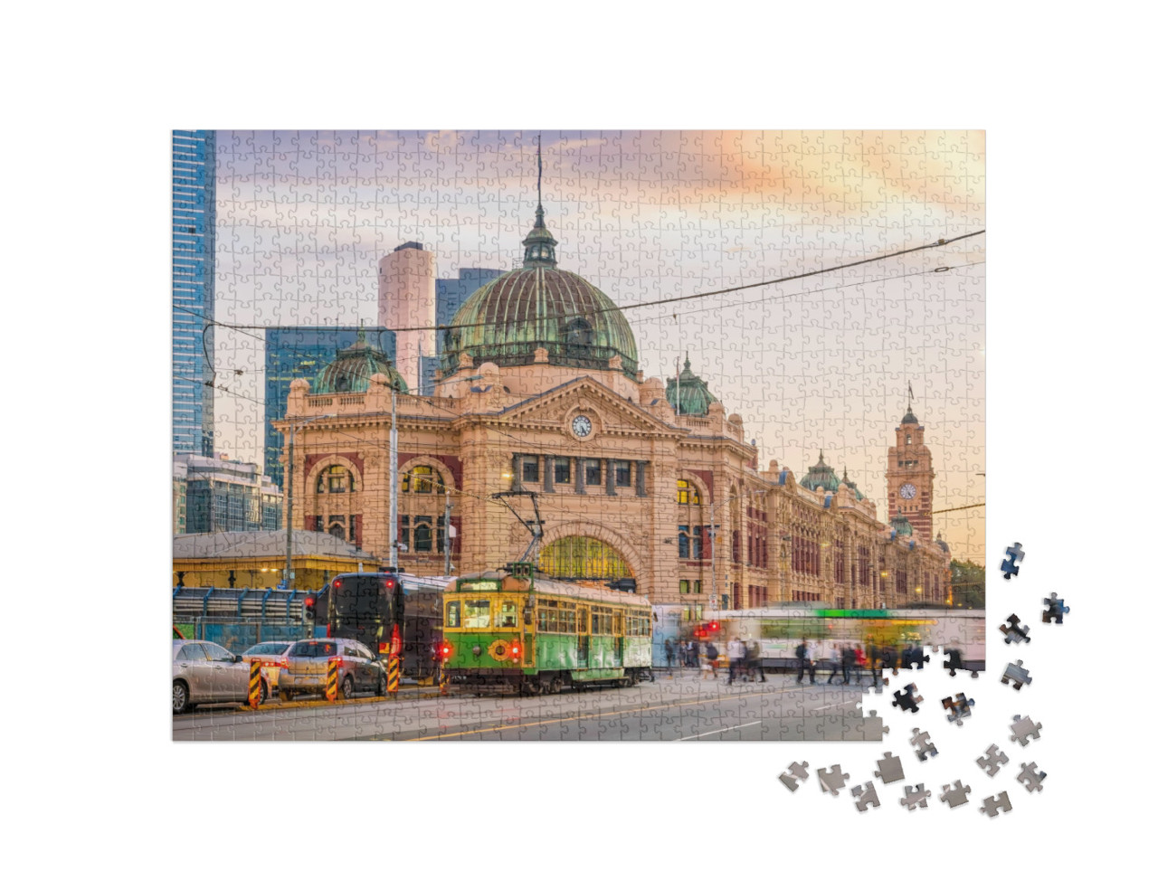 puzzle 1000 dílků „Vlakové nádraží Flinders Street v Melbourne, Austrálie“