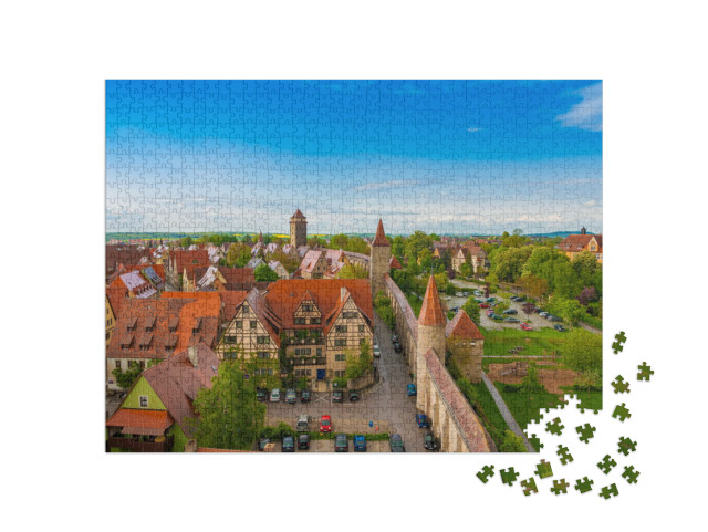 puzzle 1000 dílků „Rothenburg ob der Tauber shora, Německo“