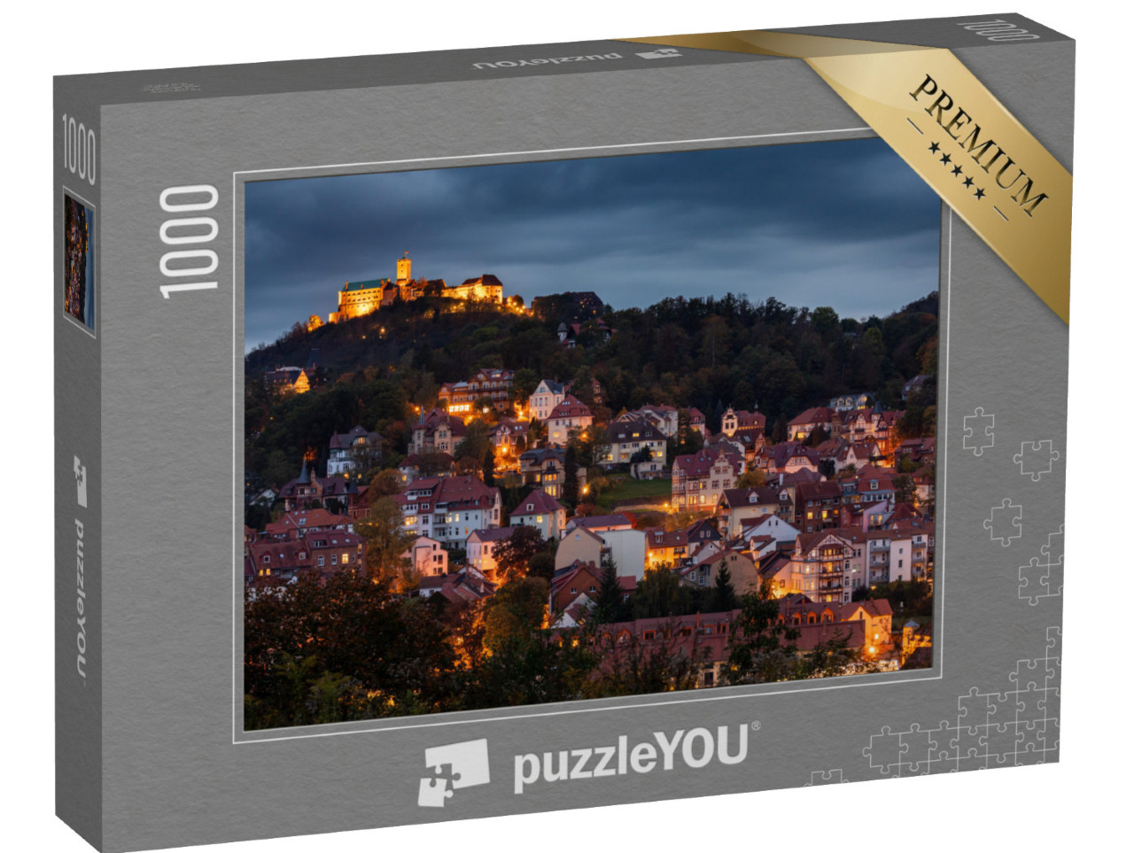 puzzle 1000 dílků „Hrad Wartburg s městem Eisenach v Německu“