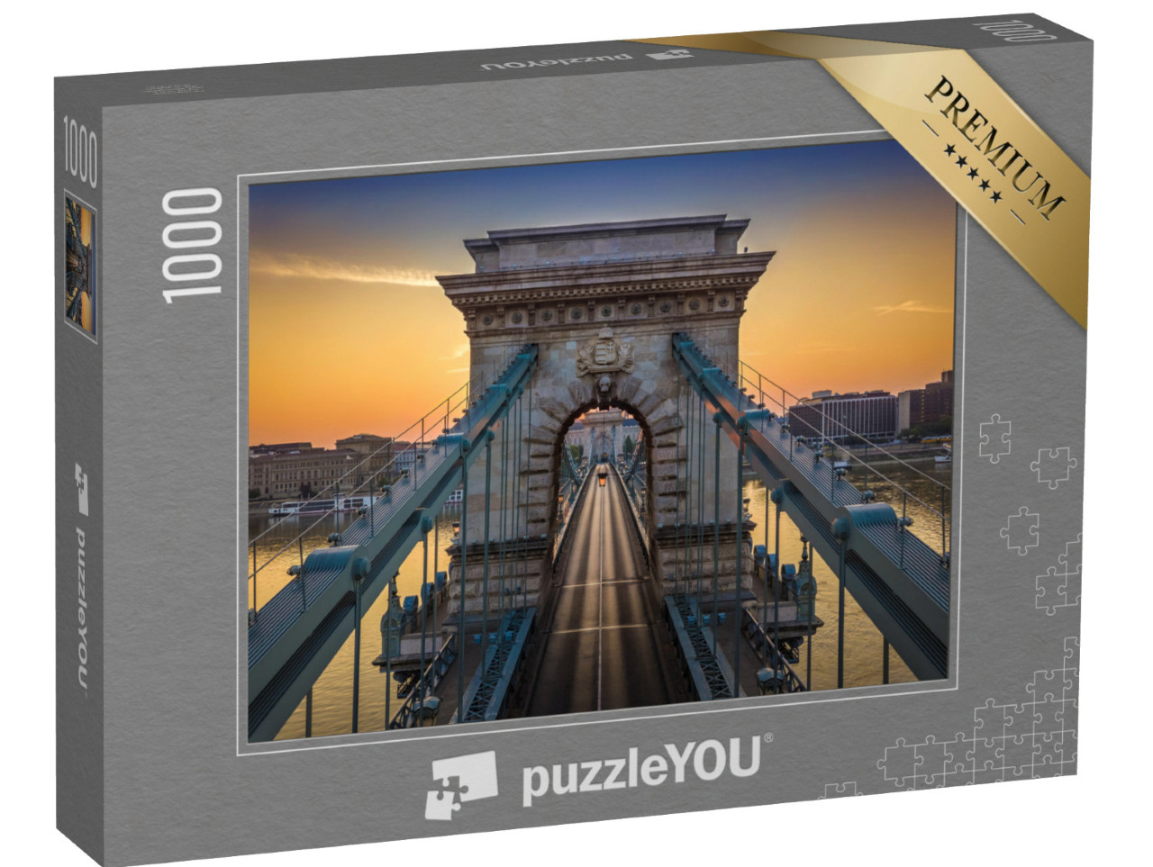 puzzle 1000 dílků „Řetězový most Szechenyi při východu slunce, Budapešť, Maďarsko“