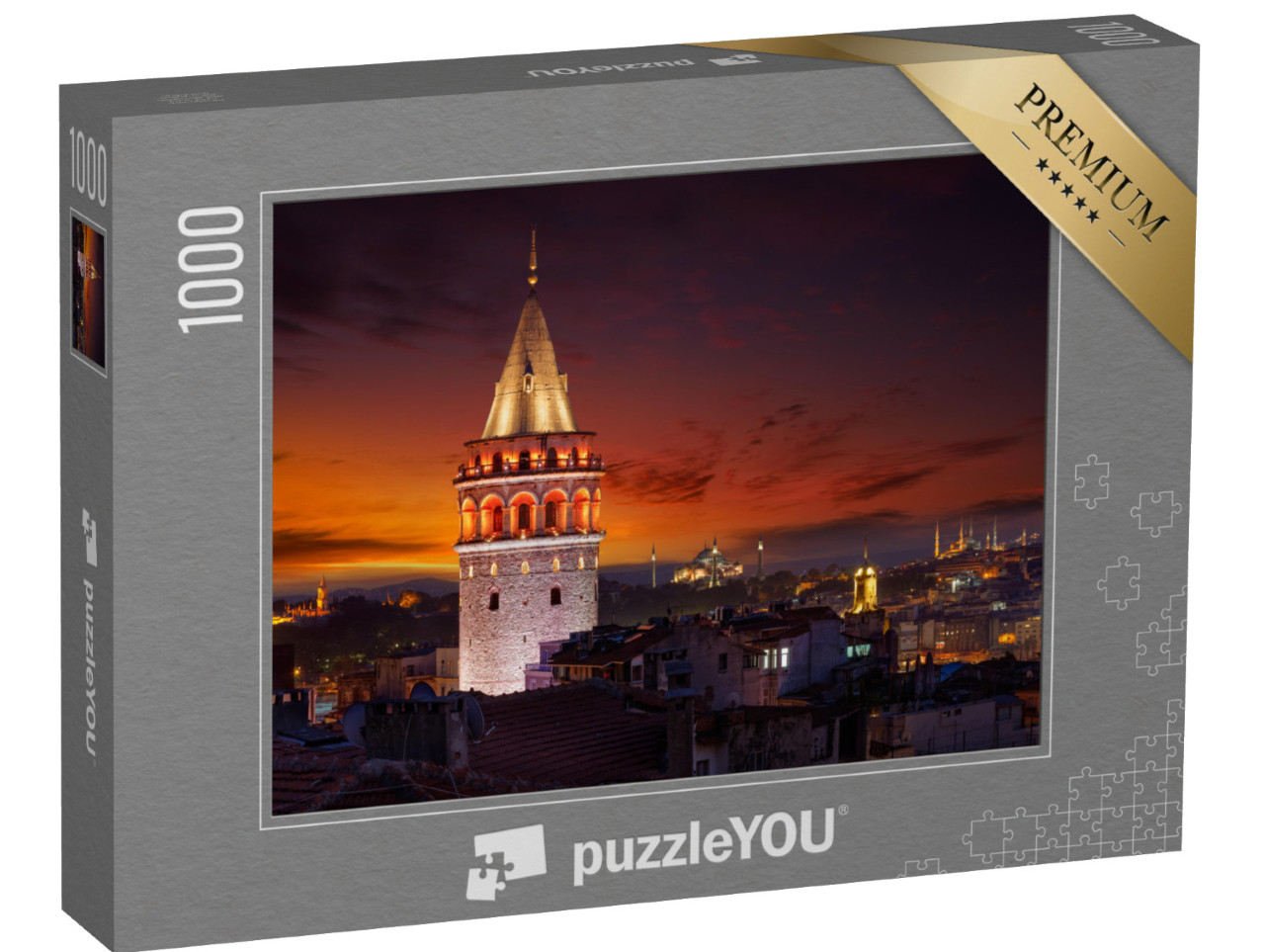 puzzle 1000 dílků „Večerní osvětlení Galatské věže, Istanbul, Türki“