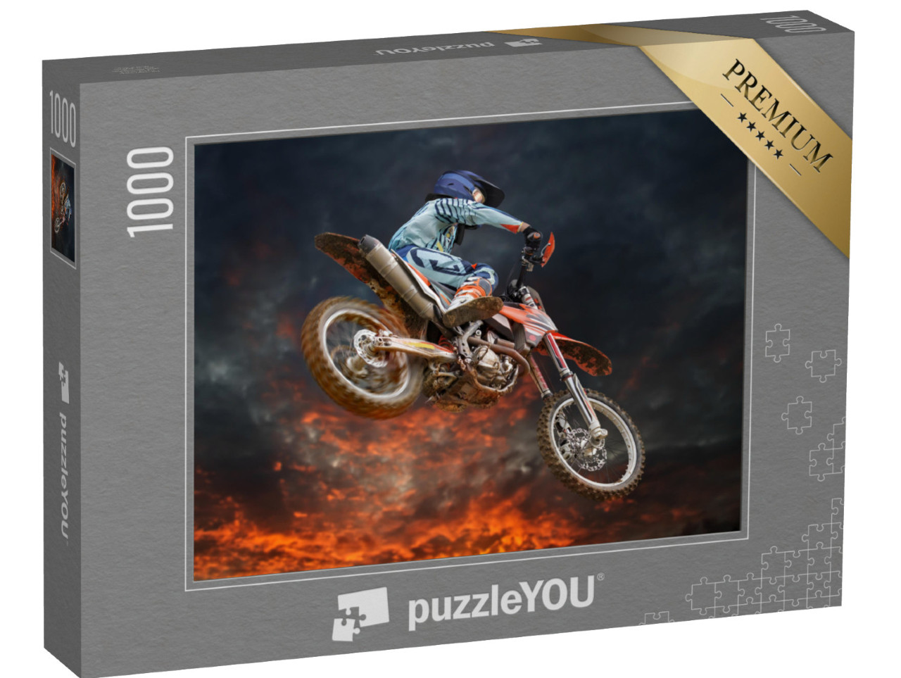 puzzle 1000 dílků „Motokrosový kousek pod rozzářenou večerní oblohou“