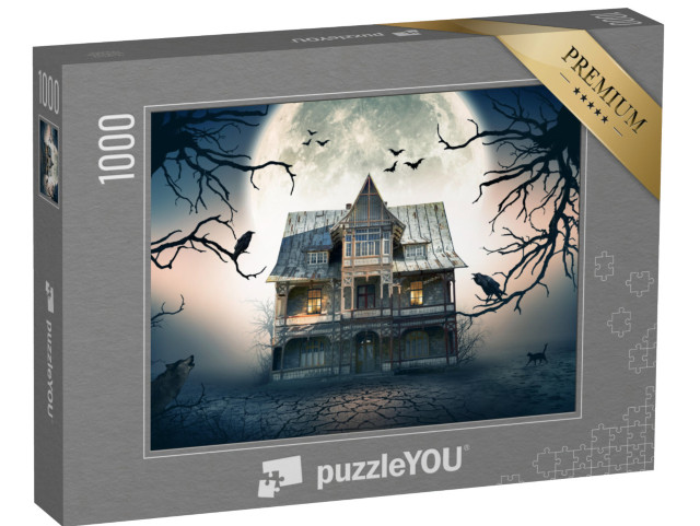 puzzle 1000 dílků „Ilustrace: Strašidelný dům za úplňku“