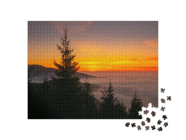 puzzle 1000 dílků „Západ slunce Jeseníky, Česká republika“