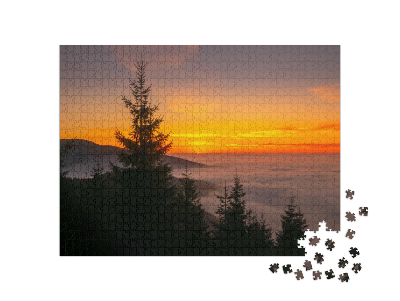 puzzle 1000 dílků „Západ slunce Jeseníky, Česká republika“