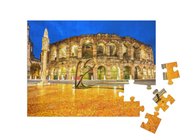 puzzle 48 dílků „Noční záběr slavné Arény, Verona, Itálie“