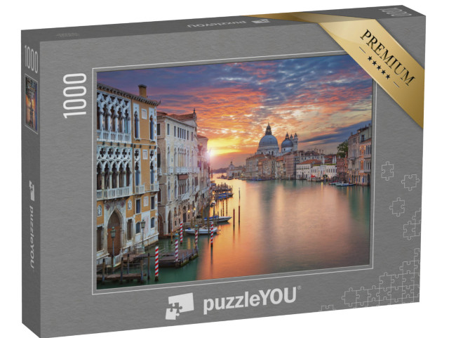 puzzle 1000 dílků „Benátky. Obrázek Velkého kanálu v Benátkách s bazilikou Santa Maria della Salute v pozadí“