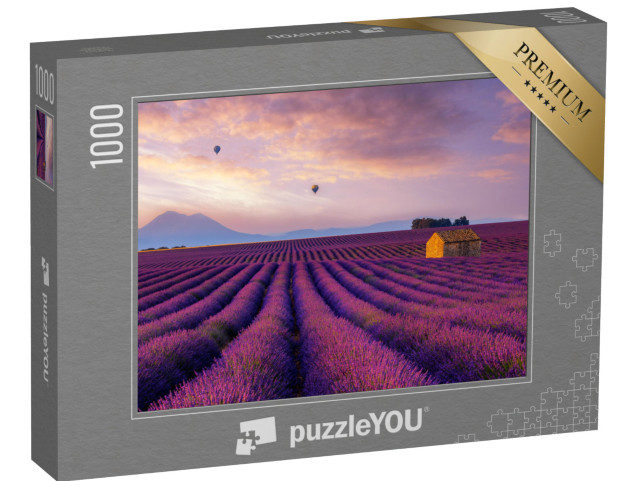 puzzle 1000 dílků „Horkovzdušný balón nad levandulovými poli“