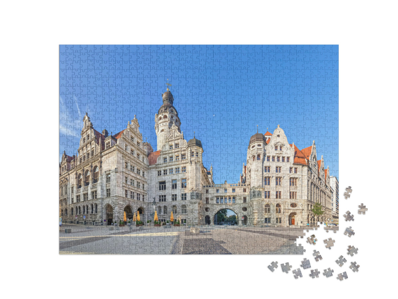 puzzle 1000 dílků „Nová radnice: pohled z náměstí Burgplatz, Lipsko, Německo“