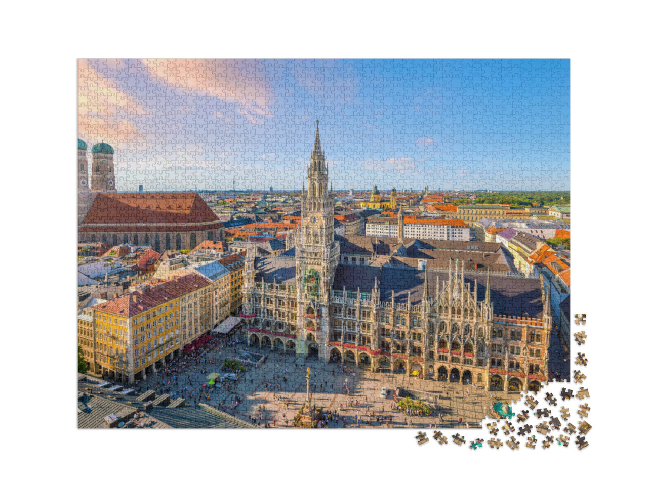 puzzle 2000 dílků „Mnichov: Radnice na náměstí Marienplatz“