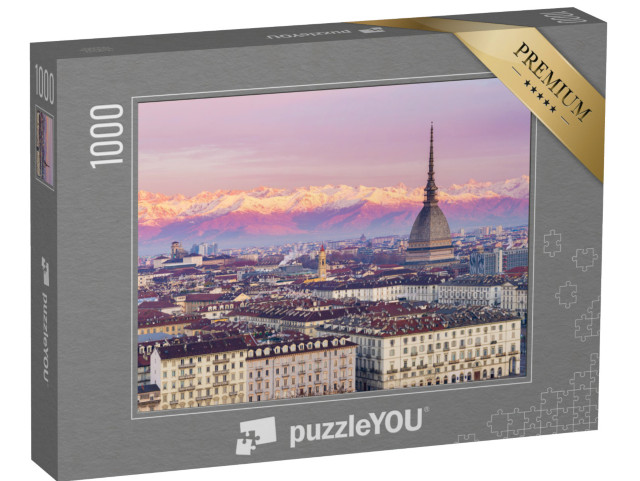 puzzle 1000 dílků „Nad střechami Turína s italskými Alpami v pozadí“