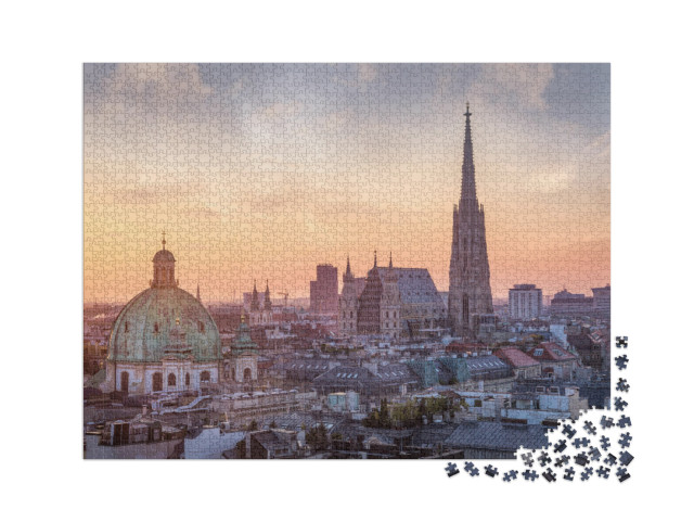 puzzle 2000 dílků „Panorama Vídně s katedrálou svatého Štěpána, Rakousko“