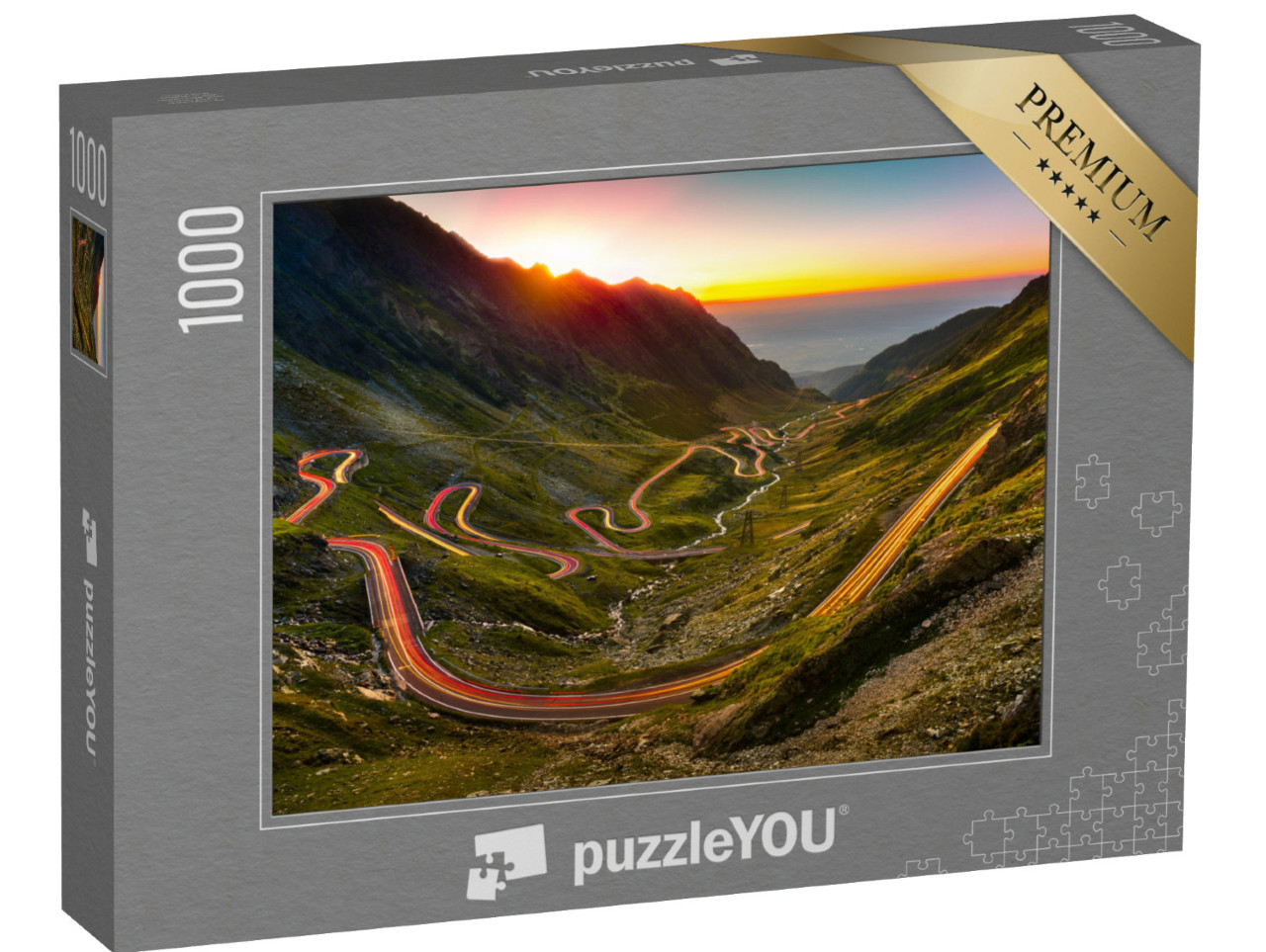 puzzle 1000 dílků „Transfagarašský průsmyk při západu slunce v Rumunsku“