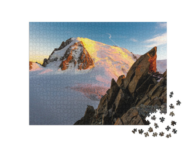 puzzle 1000 dílků „Mont Blanc du Tacul: večerní slunce v Alpách“