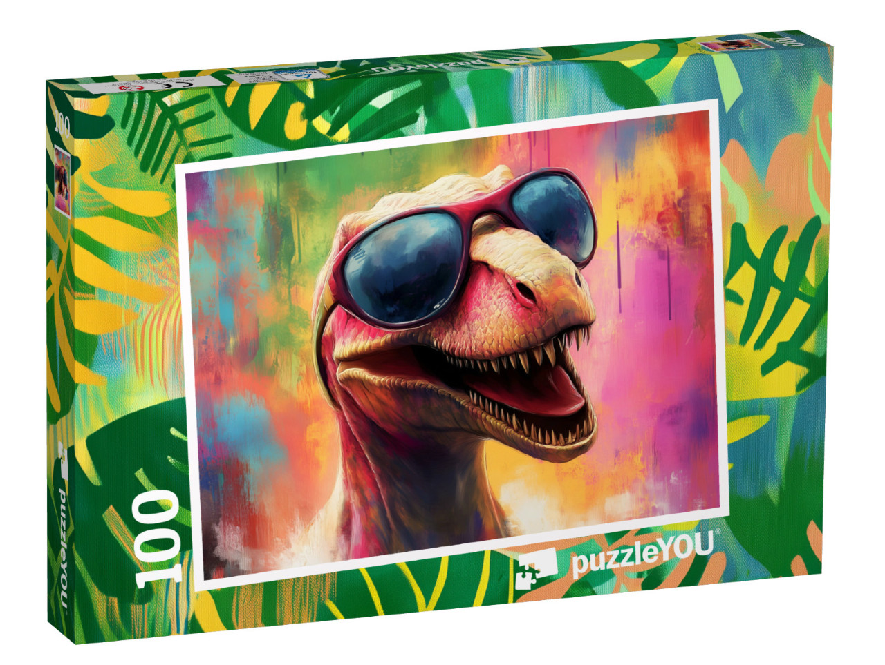 puzzle 100 dílků „Barevný a cool dinosaurus“