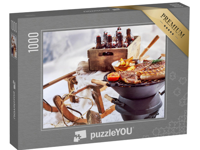 puzzle 1000 dílků „Zimní grilování na sněhu“
