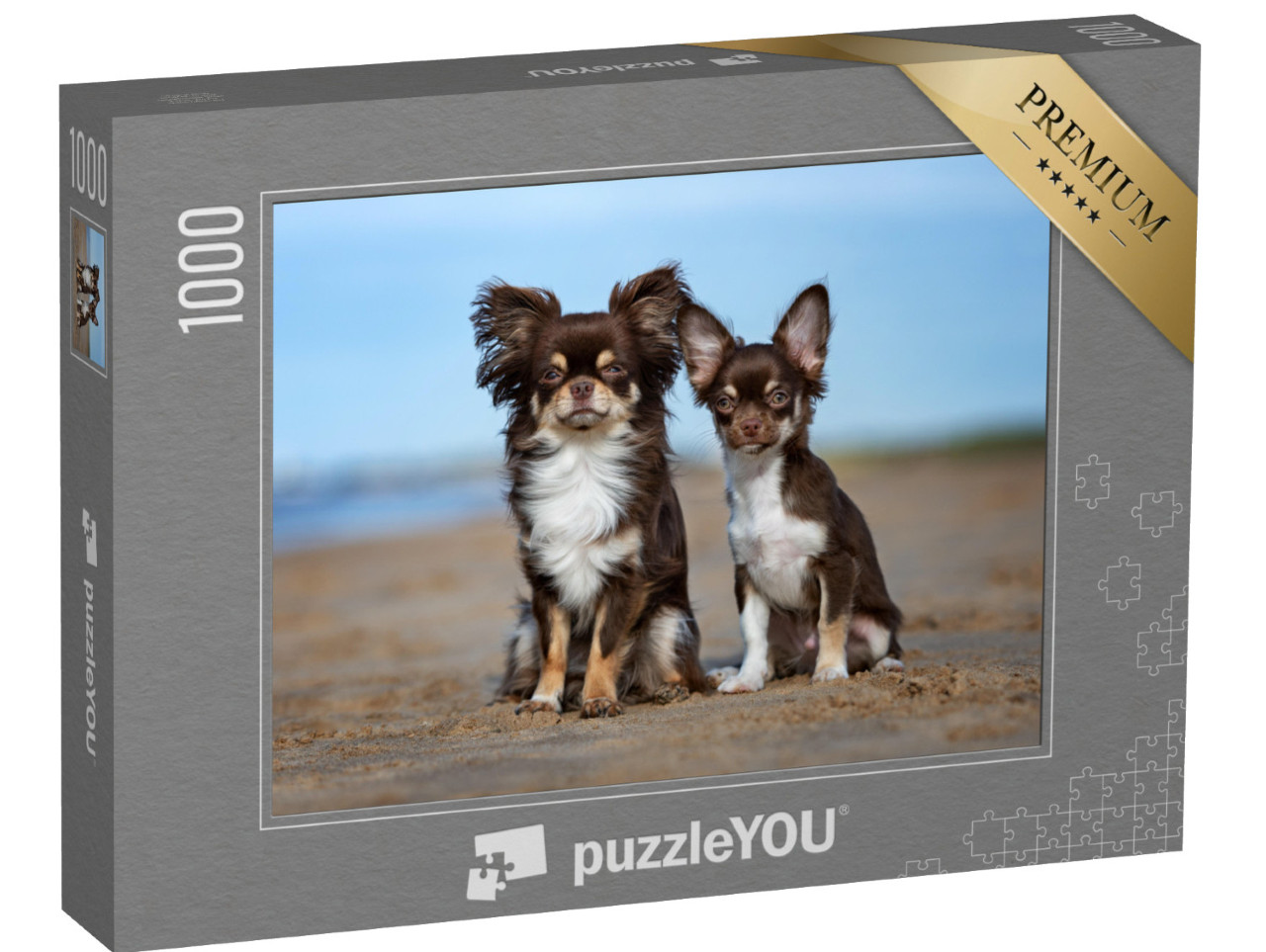 puzzle 1000 dílků „Čivava a štěně venku“