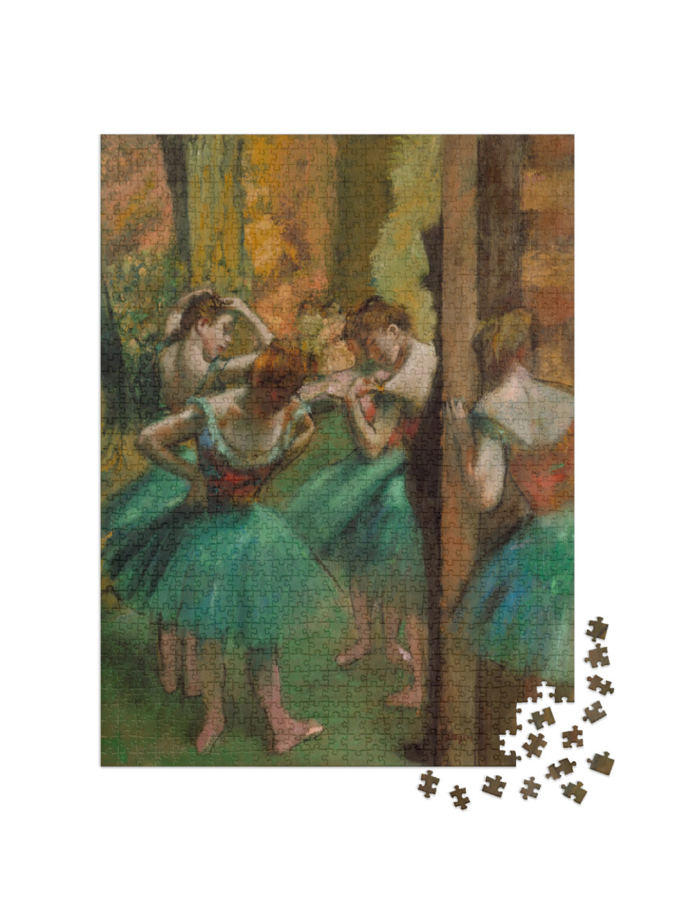 puzzle 1000 dílků „Edgar Degas - Tanečnice, růžová a zelená“