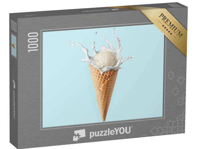 puzzle 1000 dílků „Vafle kukuřice z čerstvé přírodní domácí sladké zmrzliny s...“