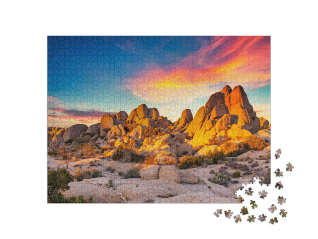 puzzle 1000 dílků „Skály v záři zapadajícího slunce, Národní park Joshua Tree, Kalifornie“