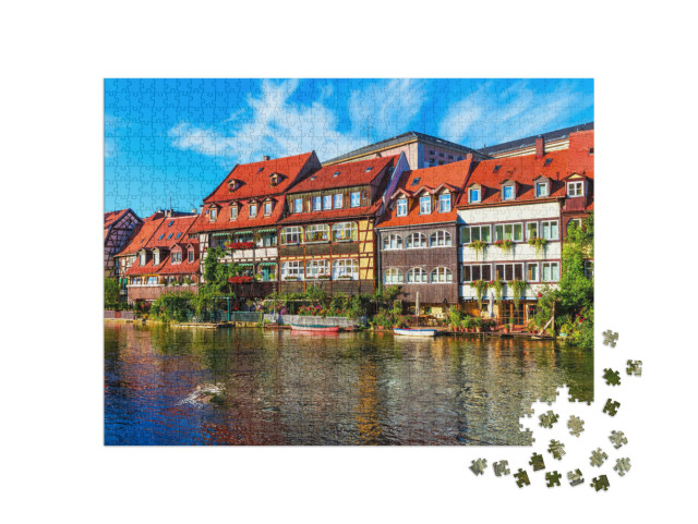 puzzle 1000 dílků „Letní panorama na molech starého města v Bambergu, Německo“