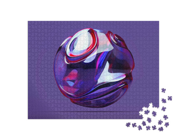 puzzle 1000 dílků „3D model abstraktní umělecké 3D koule v organické křivce kulatého...“