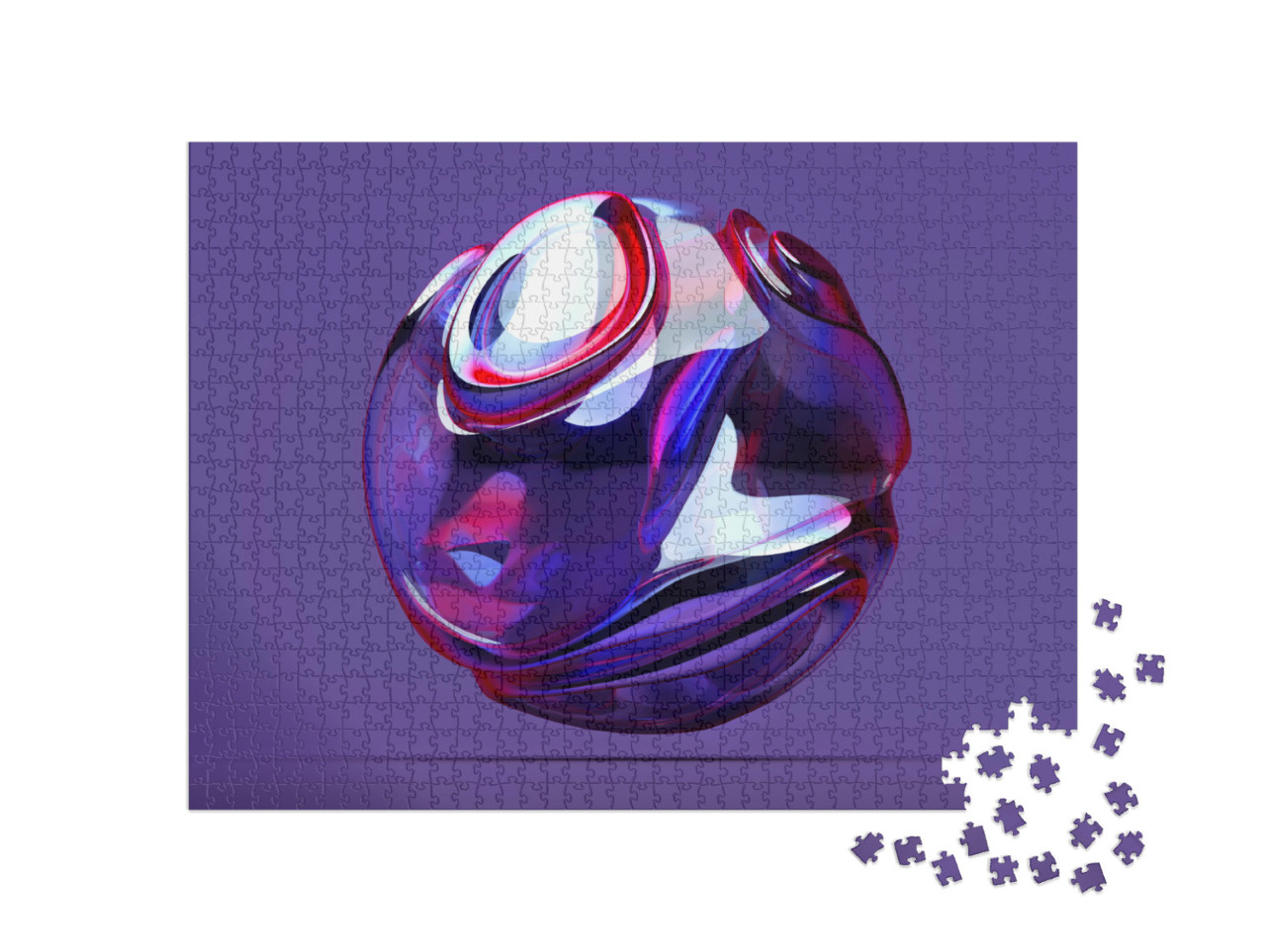 puzzle 1000 dílků „3D model abstraktní umělecké 3D koule v organické křivce kulatého...“