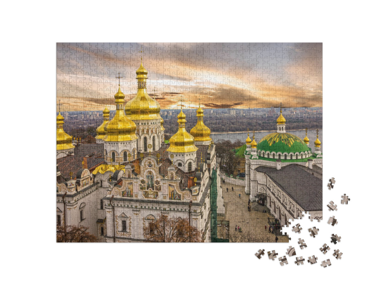 puzzle 1000 dílků „Kopule kláštera Pečerská lavra na Dněpru, Ukrajina“