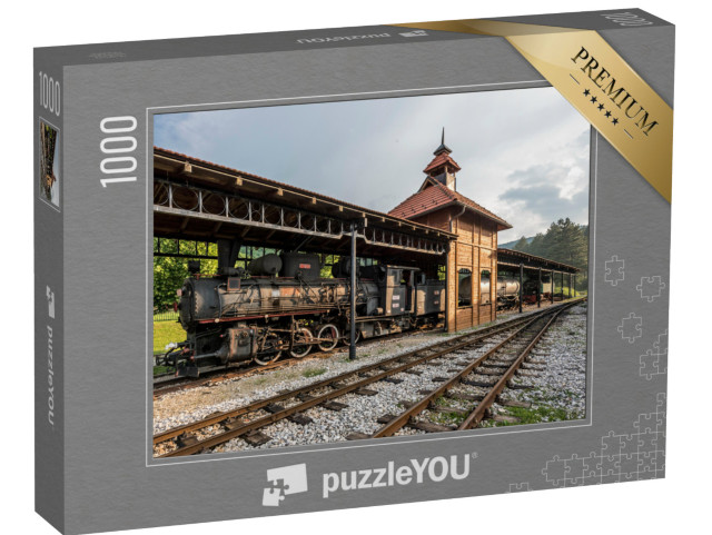 puzzle 1000 dílků „Parní lokomotiva úzkorozchodné železnice Sargan Eight v Srbsku“