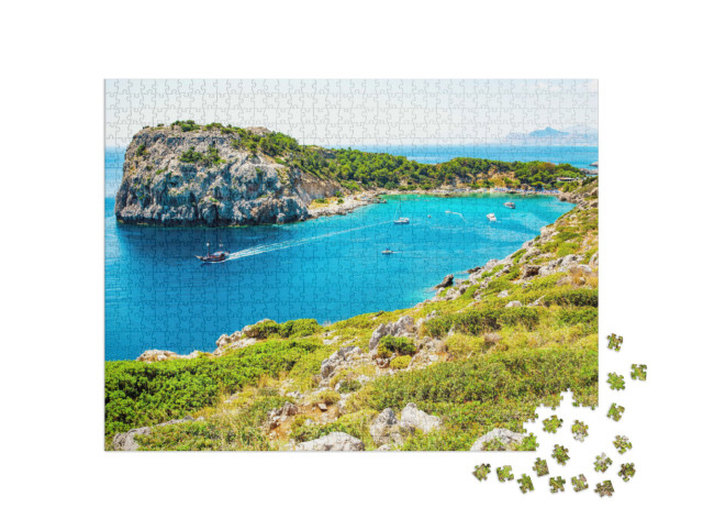 puzzle 1000 dílků „Anthony Quinn Zátoka na Rhodosu, Středozemní moře, Řecko“