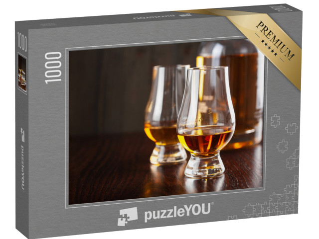 puzzle 1000 dílků „Láhev a sklenice s whisky“