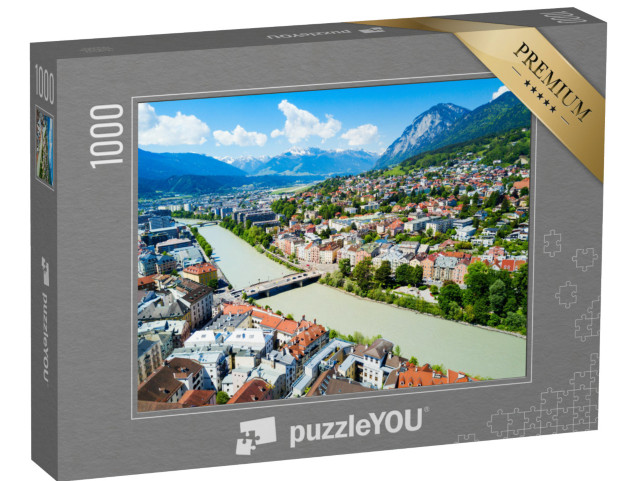 puzzle 1000 dílků „River Inn a centrum Innsbrucku shora“