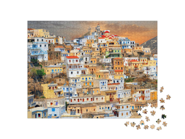 puzzle 1000 dílků „Starověká vesnice Olympos, Řecko“