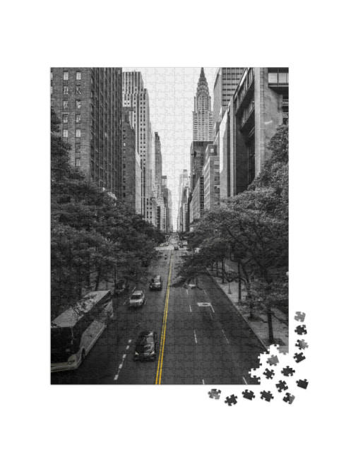 puzzle 1000 dílků „Nekonečná ulice na Manhattanu, New York, USA“