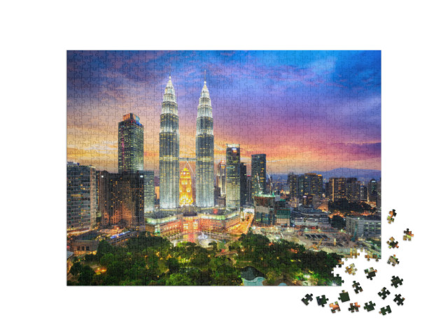 puzzle 1000 dílků „Soumrak nad Kuala Lumpur“