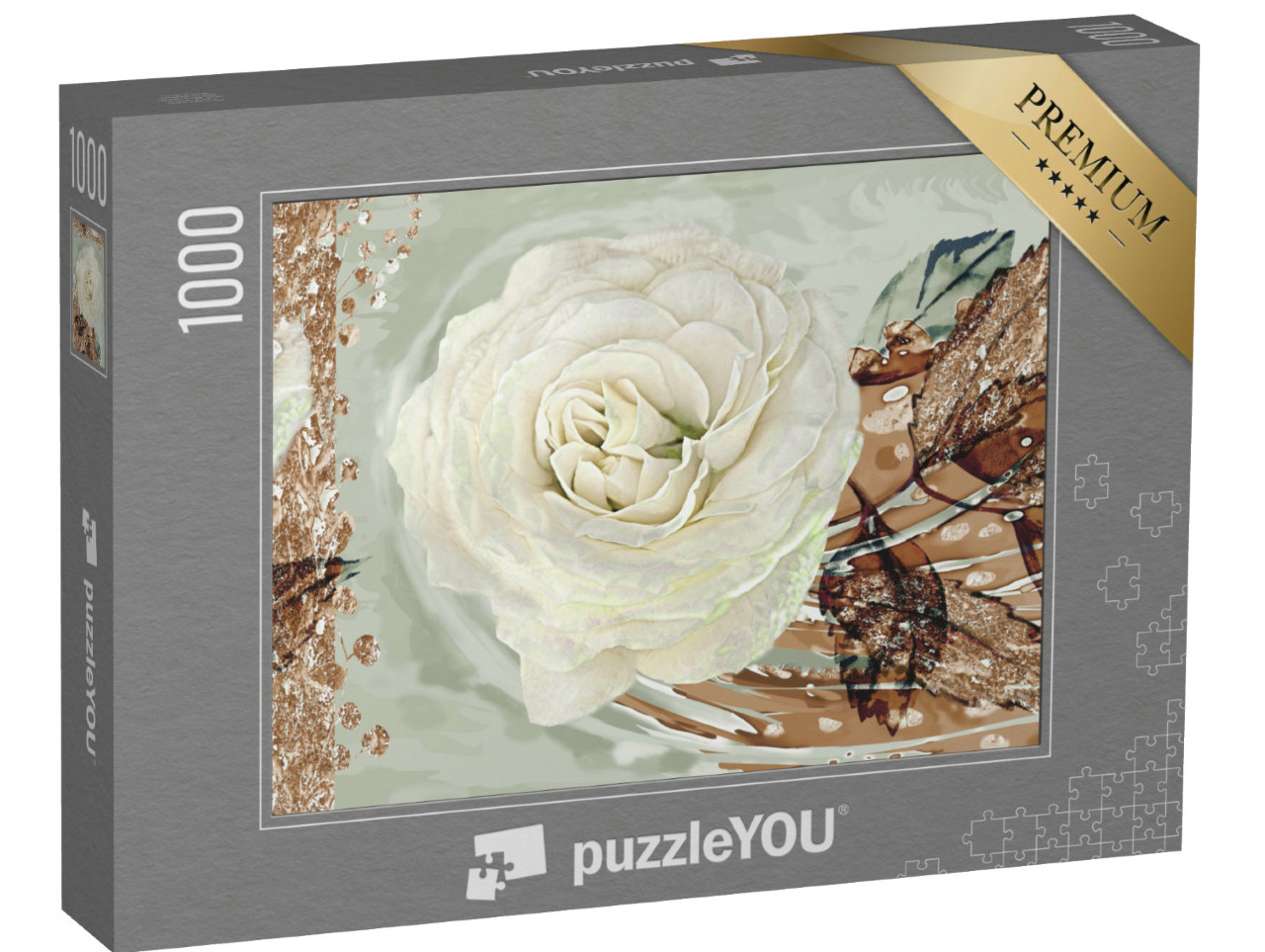 puzzle 1000 dílků „Olejomalba: Bílá růže“