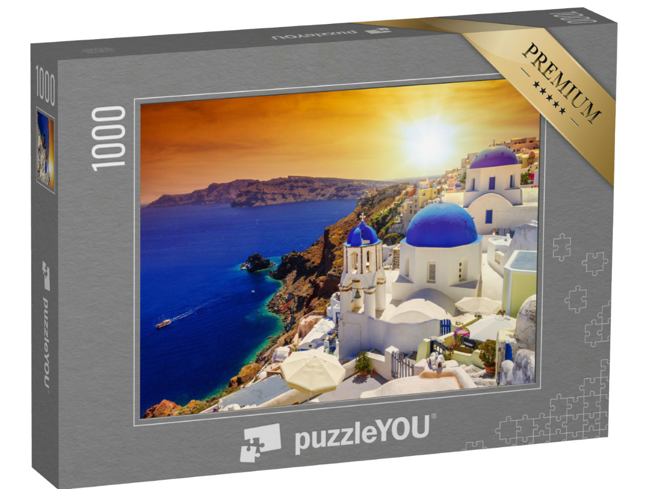 puzzle 1000 dílků „Západ slunce nad Oia na Santorini, Řecko“