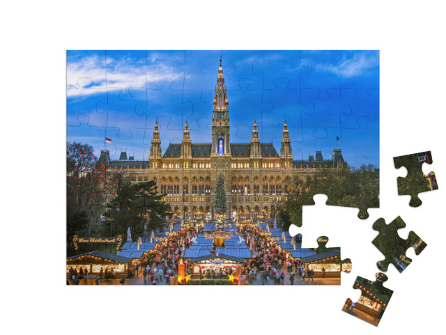 puzzle 48 dílků „Vánoční trh ve Vídni, zimní motivy“