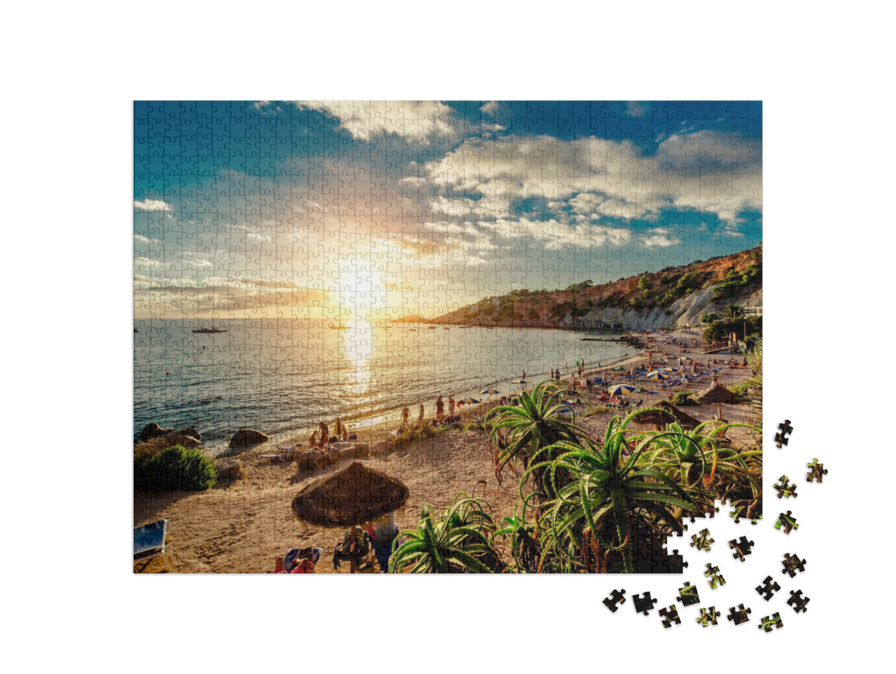 puzzle 1000 dílků „Pláž při západu slunce, Ibiza“