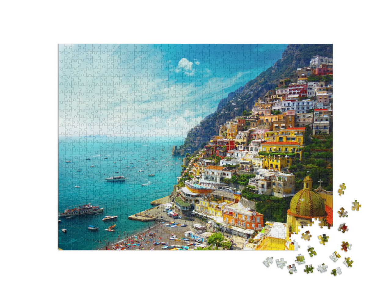 puzzle 1000 dílků „Positano, Amalfi, Itálie“