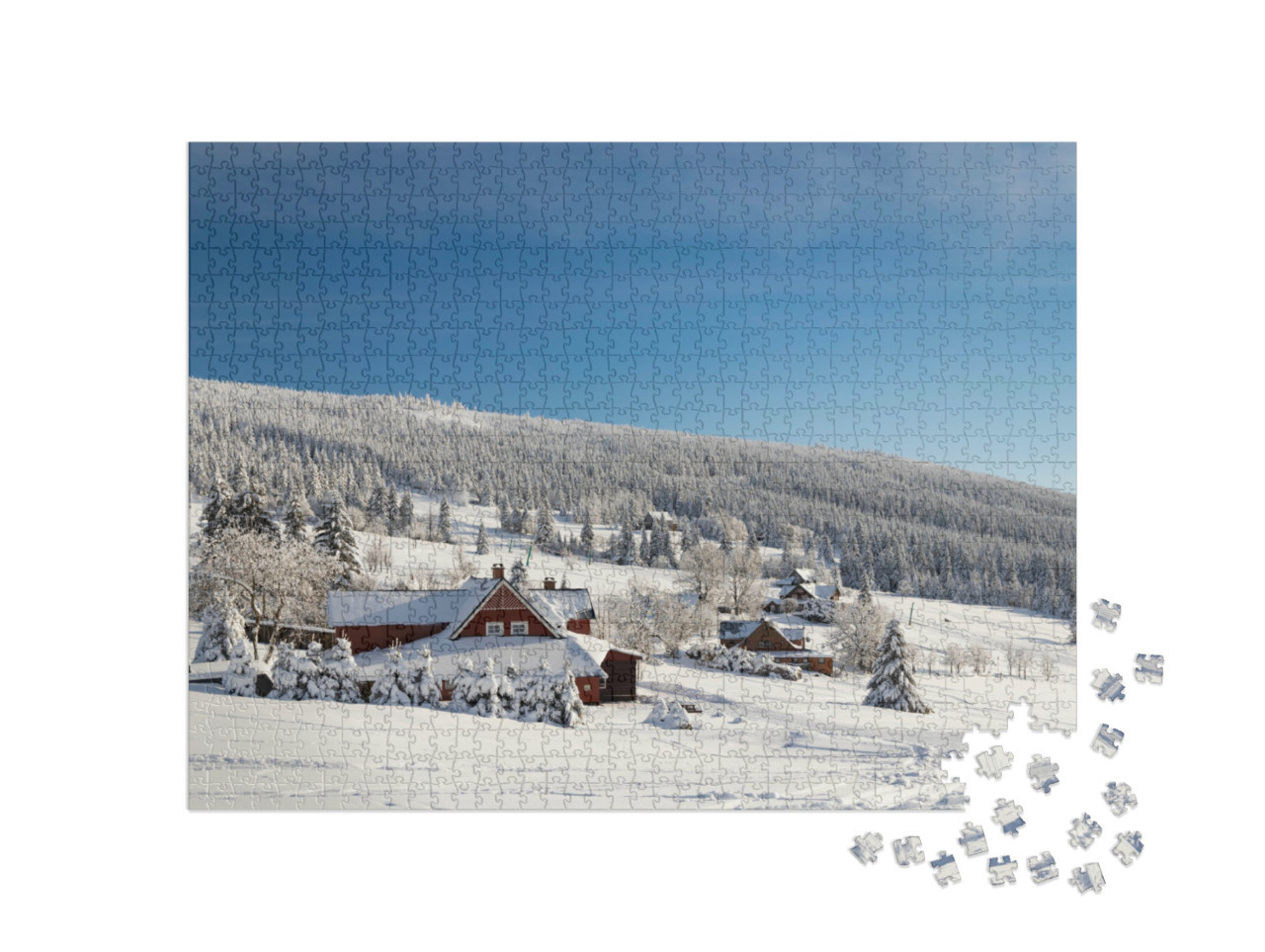 puzzle 1000 dílků „Malá Úpa v zimě, Krkonoše, Česká republika“