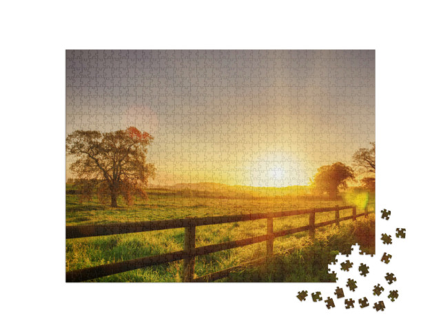 puzzle 1000 dílků „Východ slunce nad krajinou Norfolku“