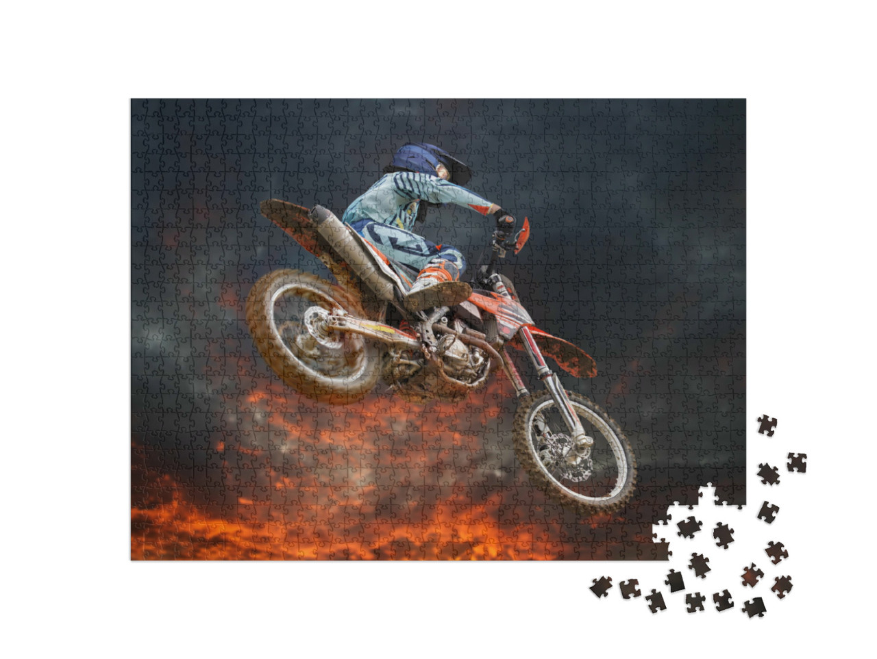 puzzle 1000 dílků „Motokrosový kousek pod rozzářenou večerní oblohou“