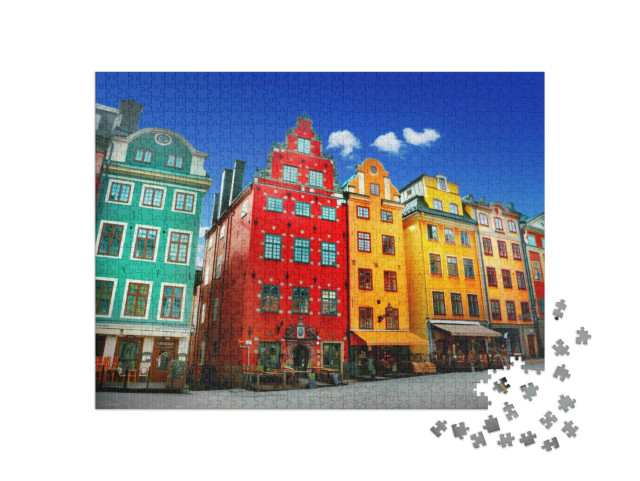 puzzle 1000 dílků „Barevné domy ve Stockholmu“