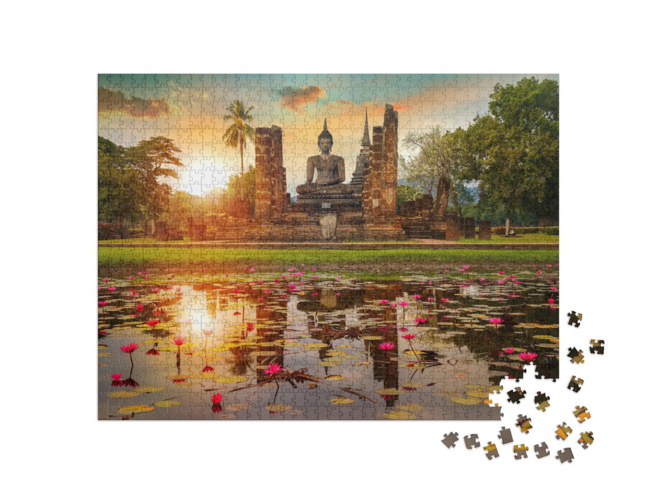 puzzle 1000 dílků „Chrám Wat Mahathat, památka světového dědictví UNESCO v Thajsku“