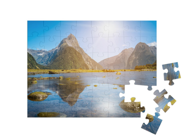 puzzle 48 dílků „Vrchol Mitre Peak na Milford Sound na Novém Zélandu“