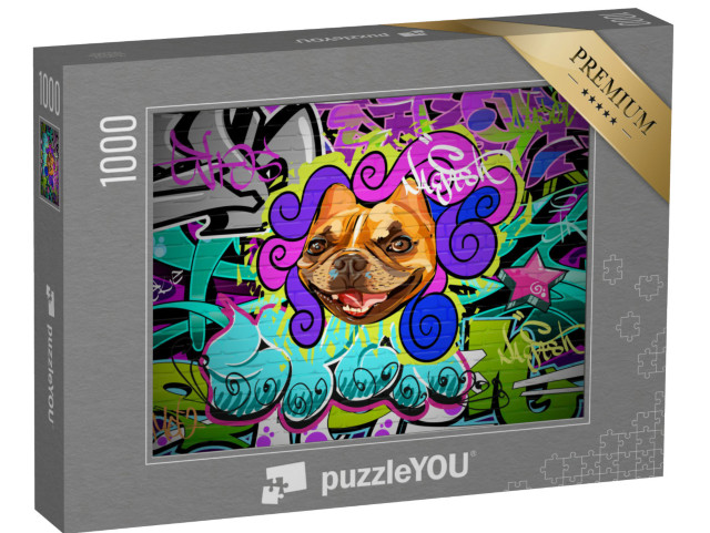 puzzle 1000 dílků „Graffiti s boxerským psem jako ústředním motivem“