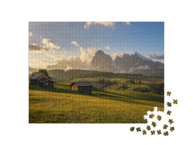 puzzle 1000 dílků „Letní atmosféra na Seiser Alm, Jižní Tyrolsko, Itálie“