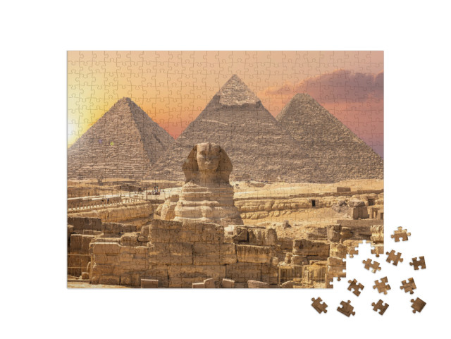 puzzle 500 dílků „Divy světa z Egypta: Pyramidy se Sfingou, Gíza“